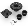 thumbnail image 7 of Hupicker 24 Inch Square Shower Floor Drain, Matte Black High Flow Shower Drain Kit with Flange, Removable Grid Cover and Hair Filter, Food-Grade SUS 304 Stainless Steel, CUPC Certified(Matte Black), 7 of 7