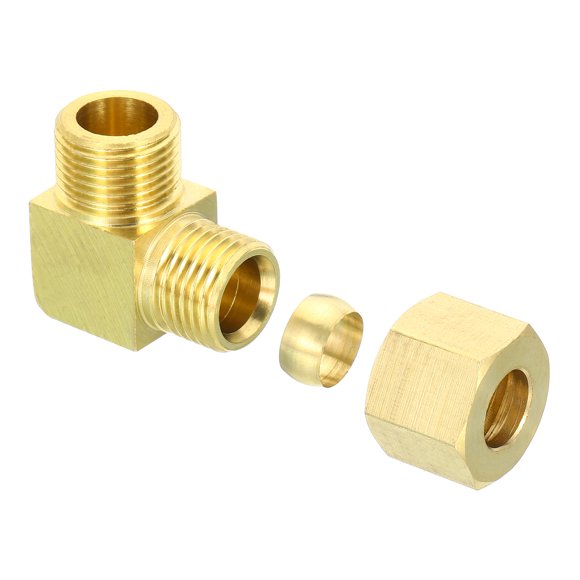 Uxcell Raccord de Tube de Compression en Laiton 90 Degrés Raccord de Tube Coudé G3/8 Mâle x 10mm 1
