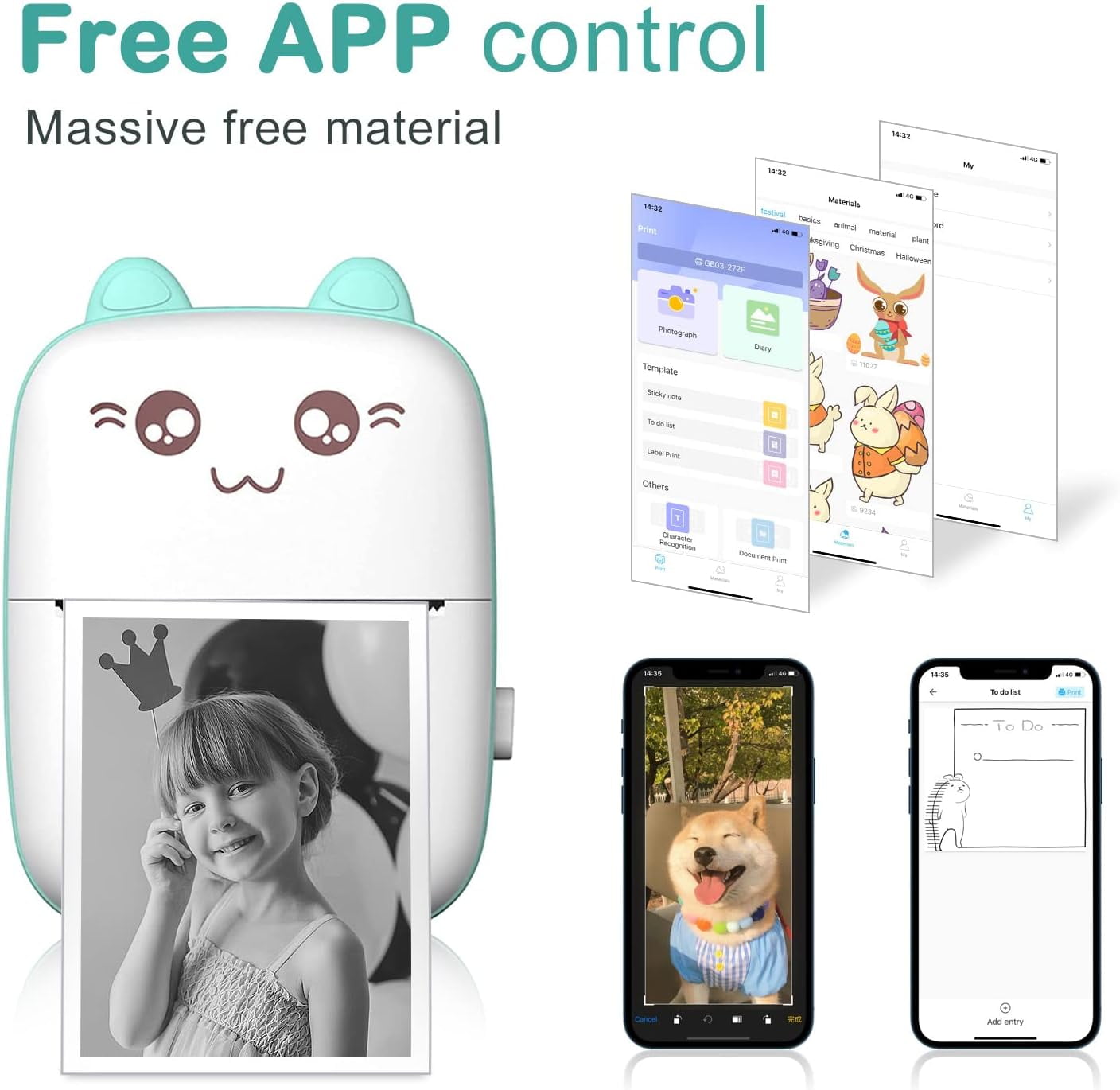 Mini Pocket Printer,Portable Printer for Sticker,Label,Text Memo,Receipt,Photo, Inkless Printing,Gifts for Kids,Wireless Bluetooth Printer Compatible with iOS and Android