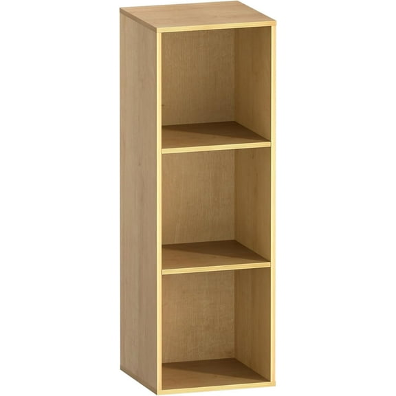 VAFHYLISS 3 Cube Storage Organizer, 3 Tier Cube Low Bookcase Freestanding Storage Display Organizer for Home Office, Three-Cubes Open Shelf Short Bookshelf (Oak, 3 Cube)