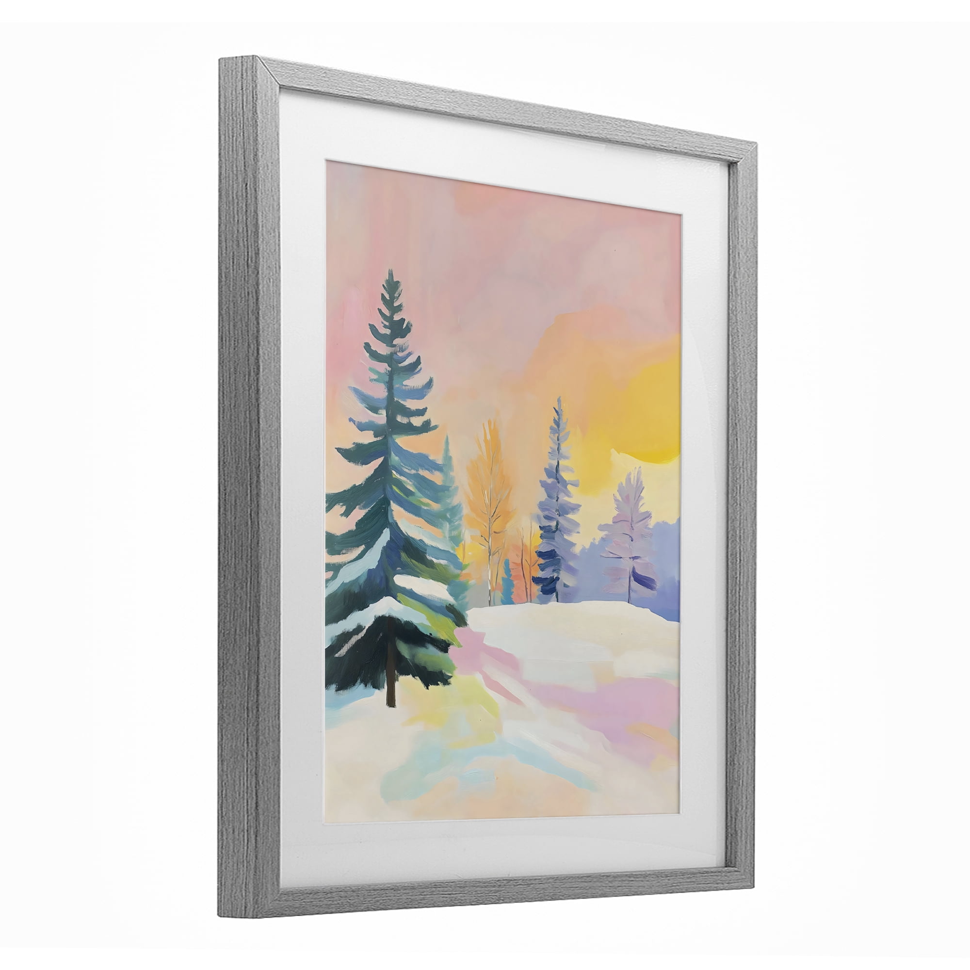 Stupell Industries Winter Forest Snowscape in Pastels Gray Framed Print Under Glass, design by The Prints Vibe