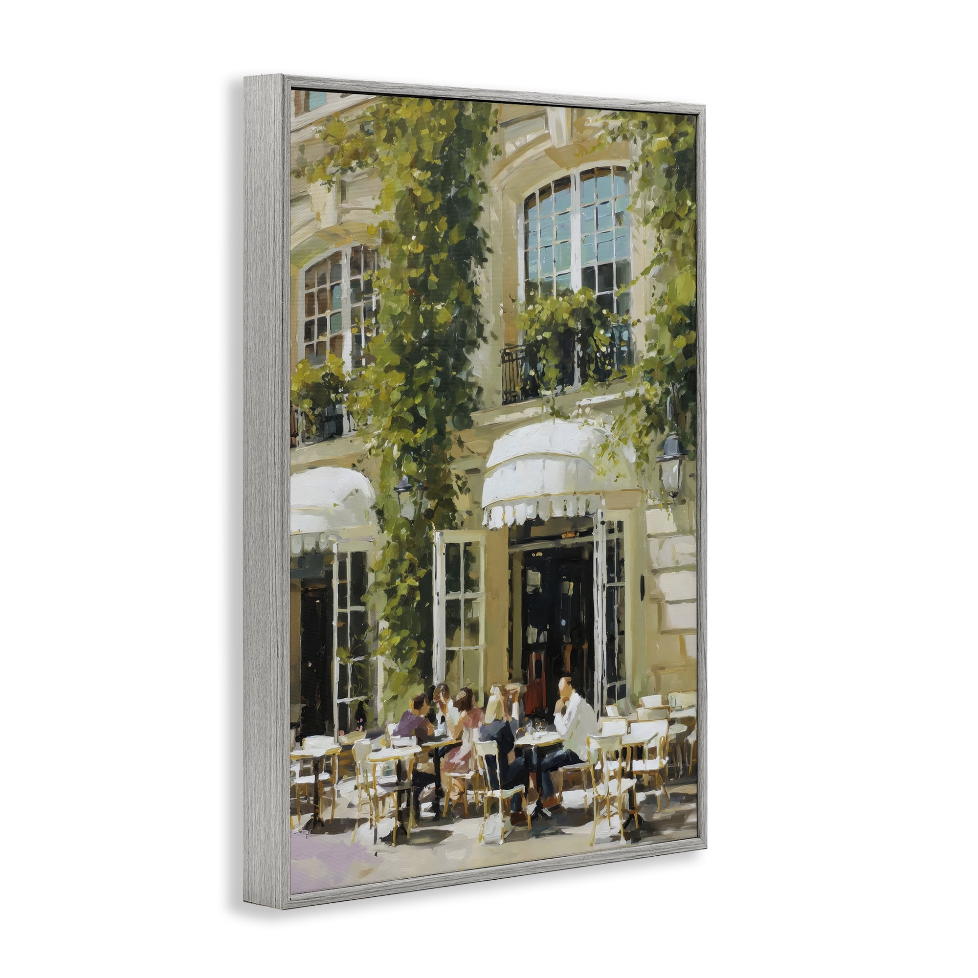 Stupell Industries Cafe Terrace with Ivy Gray Framed Giclee Art, design by Petal Prints Design