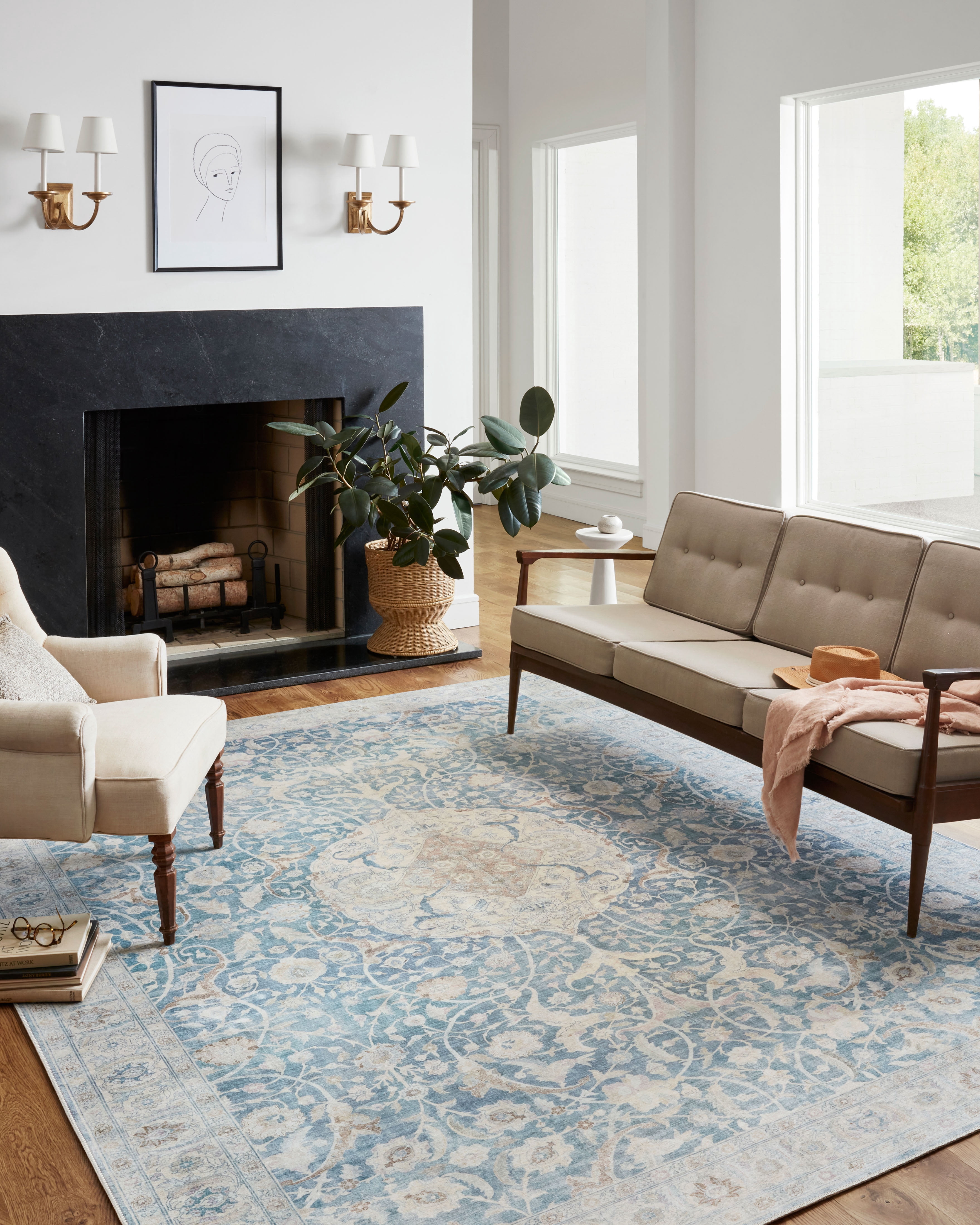 Chris Loves Julia x Loloi Jules Antique/Sky 2'-6" x 12'-0" Area Rug