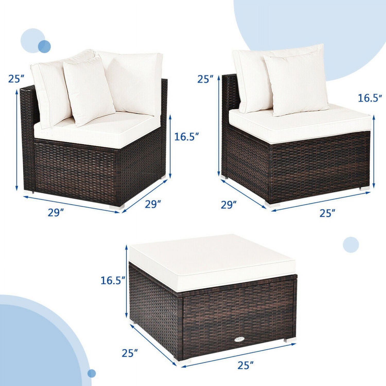 Aimee Lii 4 Pcs Ottoman Garden Deck Patio Rattan Wicker Furniture Set Cushioned Sofa, Outdoor Deck Furniture, White Aimee Lii 4 Pcs Ottoman Garden Deck Patio Rattan Wicker Furniture Set Cushioned Sofa, Outdoor Deck Furniture, White
