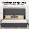 thumbnail image 4 of Merluxy King Bed Frame with Lift Up Storage,Linen Upholstered Platform Bed/ Wingback Headboard/No Box Spring Needed/Dark gray, 4 of 6
