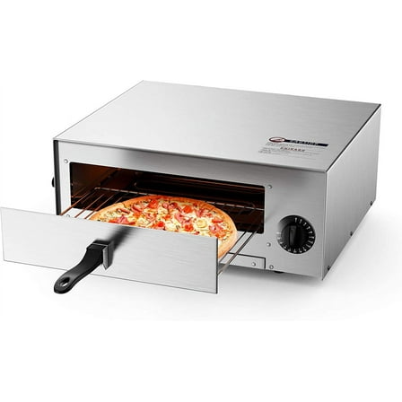 KOTEK Pizza Oven Countertop, 1450W Stainless Steel Electric Pizza Baker Oven with Insulated Handle & Removable Crumb Tray, Auto Shut-Off Timer,  Pizza Maker for Kitchen Restaurant Home