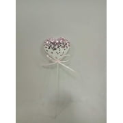 Valentine Pnk Heart Pick-white W/pink Gltr Pk