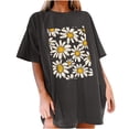 thumbnail image 1 of Faldas Cortas para Mujeres, Impresión de Flores Casual Oversized Camiseta de Manga Corta Top Hecho de 95% Poliéster 5% Spandex para Primavera Verano, Falda Corta de Verano, 1 of 7