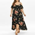 thumbnail image 6 of Sundresses for Women Casual Summer - Women Plus Size Maxi Long Dresses High Waist Boho Floral Cold Shoulder Split Maxi Dress Summer Beach Party Long Dress, 6 of 8