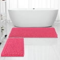 thumbnail image 1 of Juego de alfombras de baño FLOLEOPA, lujosas alfombrillas de baño de chenilla de color rosa intenso, 1 of 6