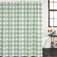 thumbnail image 4 of 66x72 Inch Shower Curtains for Bathroom, Sage Green Buffalo Check Fabric Bath Curtain Decor, Farmhouse Plaid Retro Geometric Waterproof Restroom Curtains Shower Set Accessories with 12 Hooks 66 Inch, 4 of 7