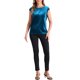 thumbnail image 2 of Blusa de terciopelo INSPIRE CHIC para mujeres con mangas cortas, básica para oficina y casual, con cuello redondo M Azul Pavo Real, 2 of 6