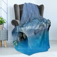 thumbnail image 4 of Blue Soft Flannel Fleece Blanket, Marble Cave General Carrera Lake in Chile Natural Wonders Rocks Azure Water, Cozy Plush for Indoor and Outdoor Use, 70" x 90", Blue Purplegrey White, by Ambesonne, 4 of 5