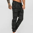thumbnail image 6 of Edvintorg Men's Square Plaid 3D Digital Printing Striped Fitness Casual Pants, 6 of 6