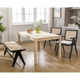 thumbnail image 3 of Farmhouse Rattan Entryway Bench, Wood Cane Dining Bench Long Seat with Footrest, Wicker End of Bed Storage Bench for Bedroom Living Room Dining Room Hallway, Black, 3 of 12