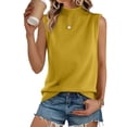thumbnail image 3 of Women's Casual Loose Fit Mock Neck Sleeveless Knit Tank Top Soft Comfy Solid Color Basic Vest for Spring Summer Layering and Daily, Size S-2XL, 3 of 4