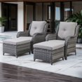 thumbnail image 2 of Pocassy  Outdoor Patio Chairs with Ottomans Set of 4 Grey/Grey, 2 of 5