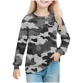 thumbnail image 2 of UQJfacai Girls Camo Shirts Crewneck Long Sleeve Tops Graphic Tees Casual Loose Soft Pullover Blouse T-Shirt with Pocket 5-14 Years, 2 of 8