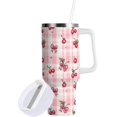 thumbnail image 2 of Pink Cherry and Bow Pattern 40 oz Tumbler with Handle Straw Lid | Insulated Cup Reusable Stainless Steel Water Bottle Travel Mug Cupholder Friendly | Gifts for Women Men Him Her | Trek Colle, 2 of 6