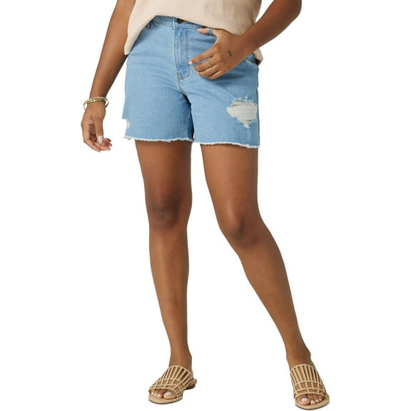 Wrangler Womens Ripped Denim Shorts Light Wash 8