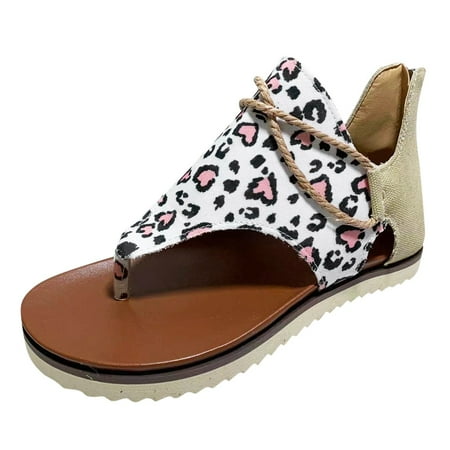 

Sandals Women Summer Fashion Print Flat Shoes Retro Flip Flops