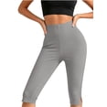 thumbnail image 5 of Vmvidoty Women Legging Plus Size High Waist Capri Yoga Leggings Cropped Pant for Workout Gray M, 5 of 8