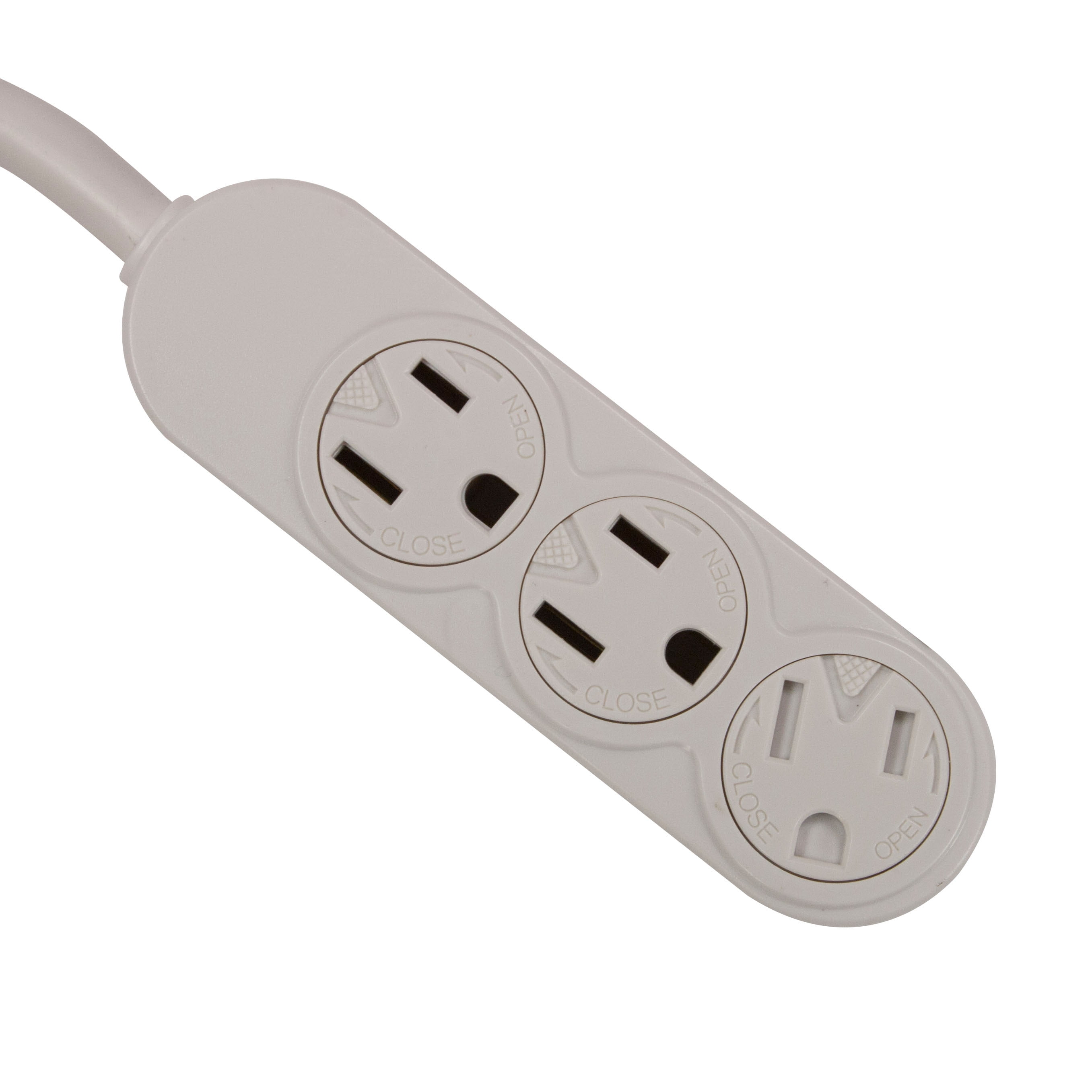 Master Electrician PS-304 White Mini 3 Outlet Power Strip w Rotate Covers 48 
