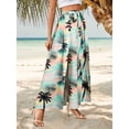 thumbnail image 6 of Hibeli Womens Tie Front Elastic Waist Slit Long Skirt Tropical Leaf Printed Flowy Maxi Skirts With Pockets, 6 of 8