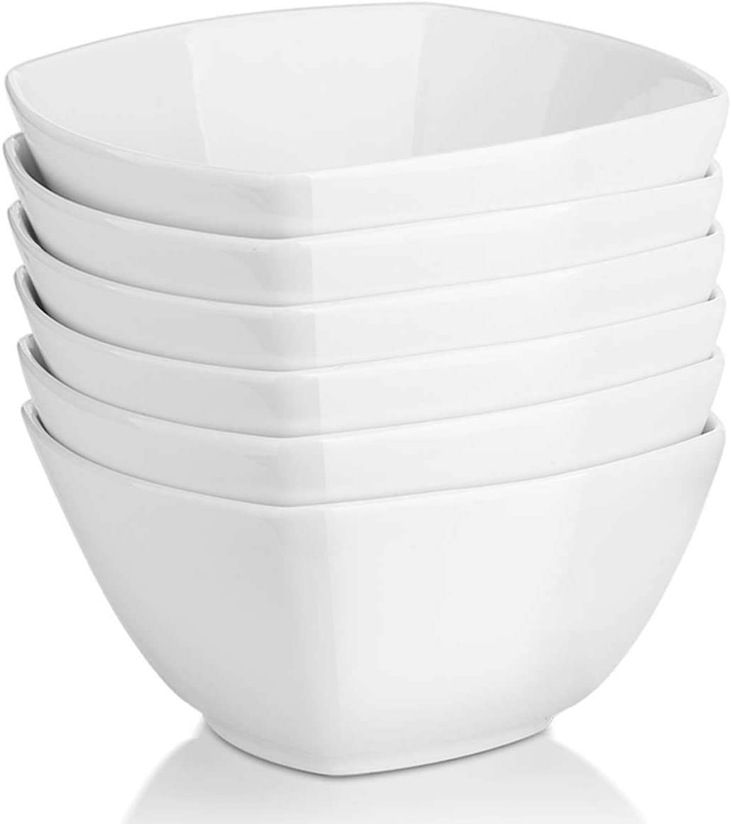 DOWAN Square Cereal Bowls Set of 627 Ounces Porcelain Soup Bowls