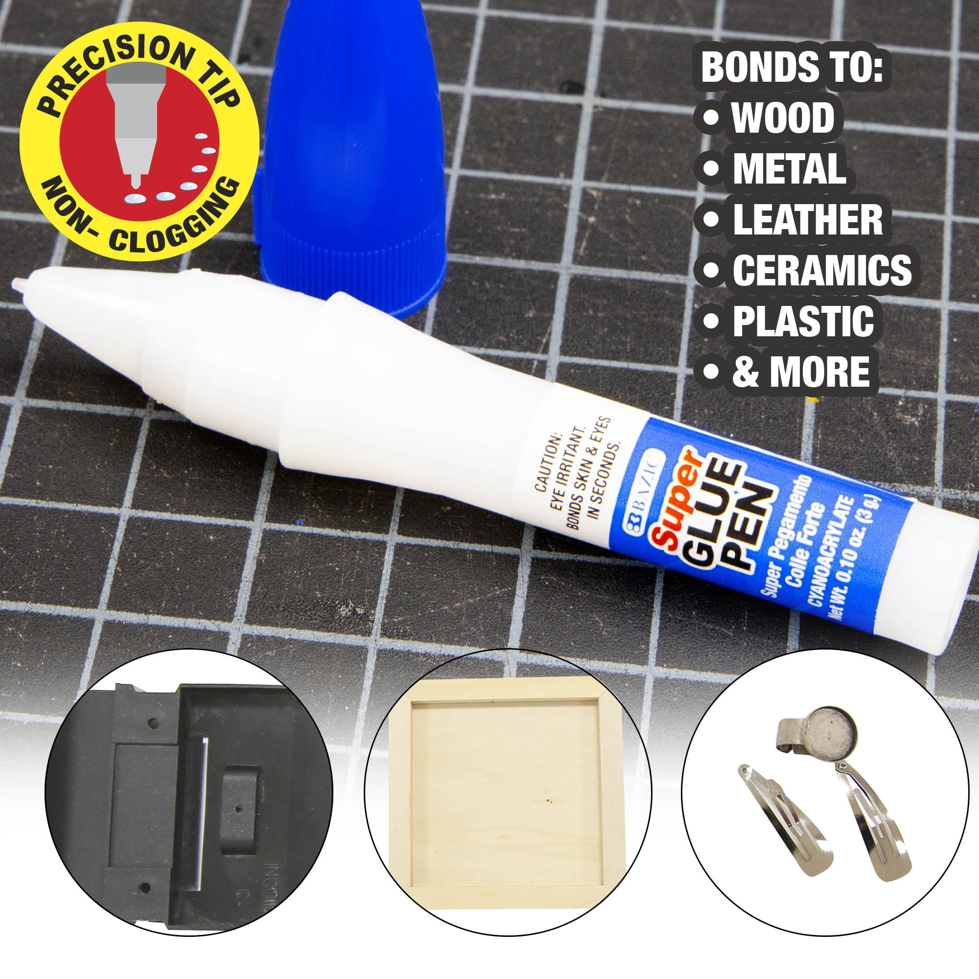 BAZIC Super Glue Pen Precision Tip Applicator 3g/0.10Oz Adhesive Fluid, 24-Pack