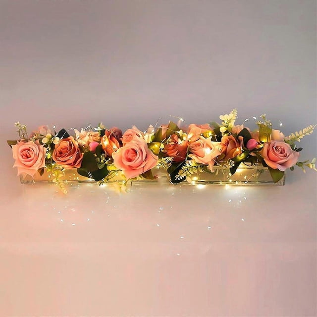 Clear Acrylic Flower Vase Rectangular Floral Centerpiece For Dining Table, Long Rectangle Acrylic Vase For Home Wedding Dining Table Decor