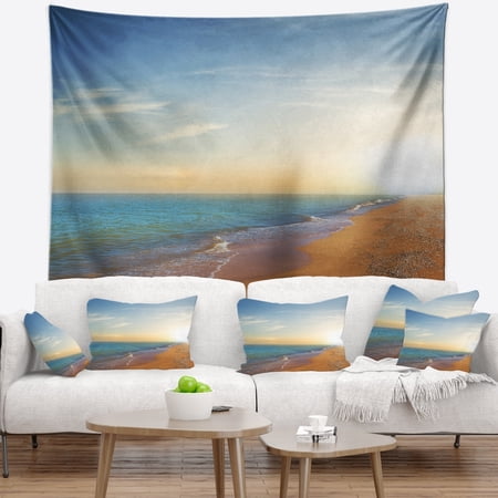 DESIGN ART Designart 'Quiet Evening Blue Beach' Seashore Wall Tapestry