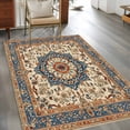 thumbnail image 3 of Vintage Floral Washable Area Rug 2.7 x 5 ft Navy Brown Classical Ethnic Bohemian , Soft Non Slip Rugs Stain Repellent Indoor Felt Carpet for Living Dining Room Bedroom Home Office, 3 of 9