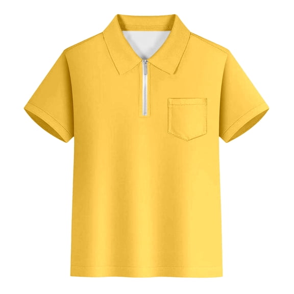 REDARER Boys Polo Shirts Short Sleeve Summer Casual Solid Zipper Gentleman Tops Teen Holiday Shirts T Shirt Boys Uniform Shirts, for Size 3-4 Years