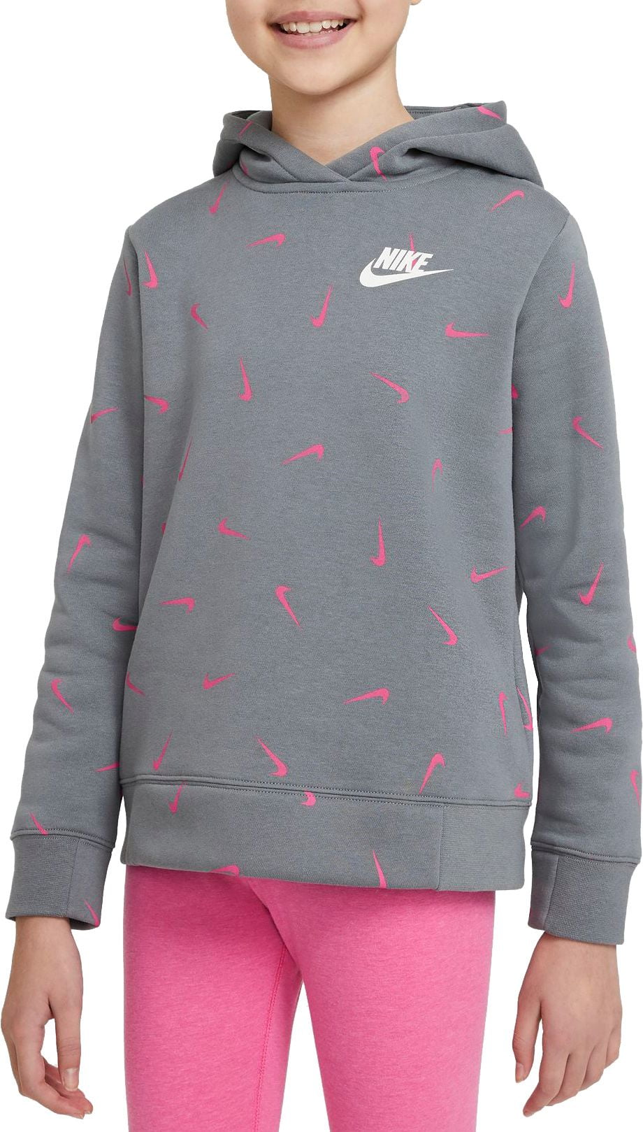 Nike Girls' Sportswear Swooshfetti Pullover Hoodie, Smoke Grey, XL - Walmart.com
