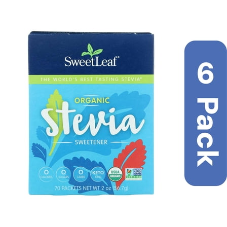 SweetLeaf Organic Stevia Packets 70 Count (Pack of 6)