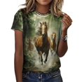 thumbnail image 3 of Cool Horse T Shirts Basic T-Shirt Short Sleeve Ladies Tee Shirt Summer Graphic Clothing, 3 of 5