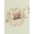 thumbnail image 3 of Biekopu Baby Girl Fall Romper Long Sleeve Round Neck Floral Letter Print Contrast Color Bodysuit Newborn Clothes, 3 of 8