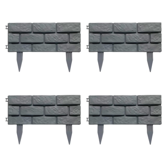 4 piezas de borde de valla de jardín, vallas de piedra artificial, multifuncionales, flexibles Gris