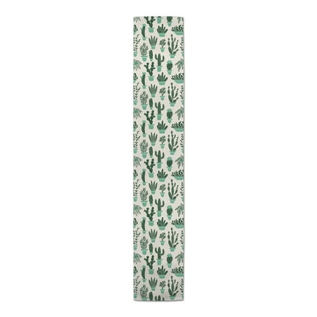 

Creative Products Houseplants On Linen Green 4 16 x 72 Poly Twill Table Runner