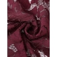 thumbnail image 4 of Cárdigan corto con lazo en la parte delantera para mujer Dobladillo con volantes Top transparente de encaje floral borgoña XS, 4 of 6