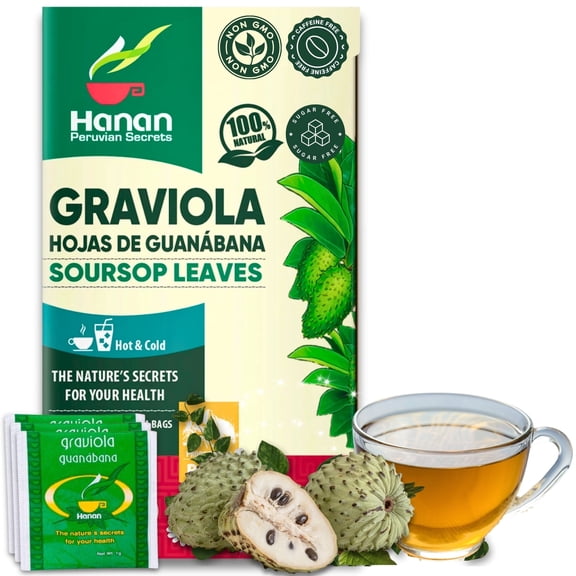 Soursop Tea Bags - 100% Pure Hojas de Guanabana Leaves - Graviola Tea Soursop Leaves Organic Herbal Te from Peru (25 Teabags)