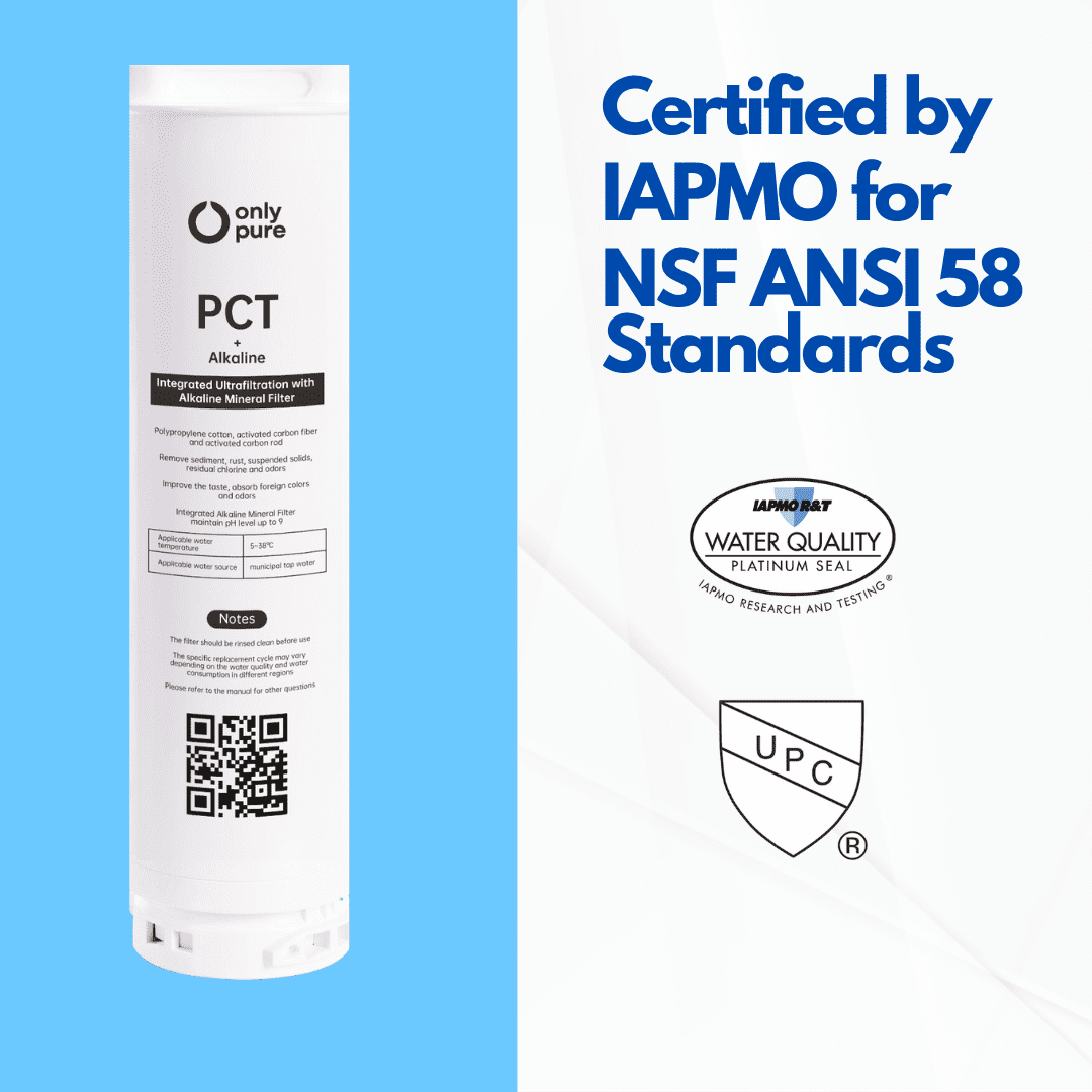 OnlyPure, OPRO600-PCT Mineral Rich - ALKALINE Filter, NSF Certified, Replacement for OPRO600-B Reverse Osmosis System, 600GPD, 1-year Lifetime