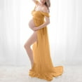 thumbnail image 3 of Efsteb Maternity Dresses for Photoshoot Off Shoulder Dresses Women Pregnancy Dresses Gown Split Front Maxi Photography Dresses（Yellow,S）, 3 of 7