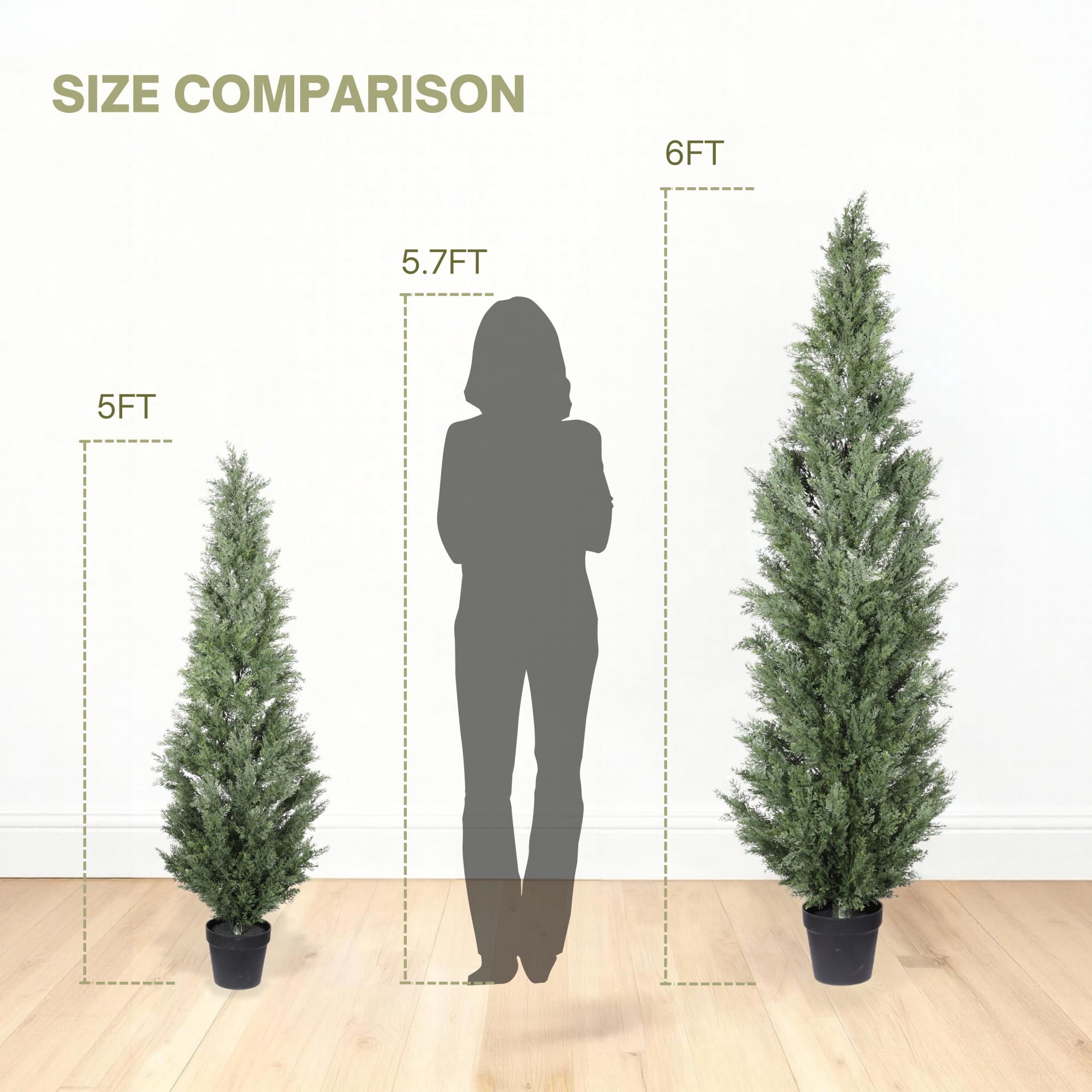 5FT Artificial Cypress Tree Tall Fake Topiary Cypress Tree Realistic Indoor Outdoor Plants for Home Decor Housewarming Gift