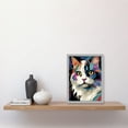 thumbnail image 2 of Fluffy Ragdoll Cat Portrait Colourful Purple Blue Black Modern Flt Style painting Artwork Framed Wall Art Print A4, 2 of 4