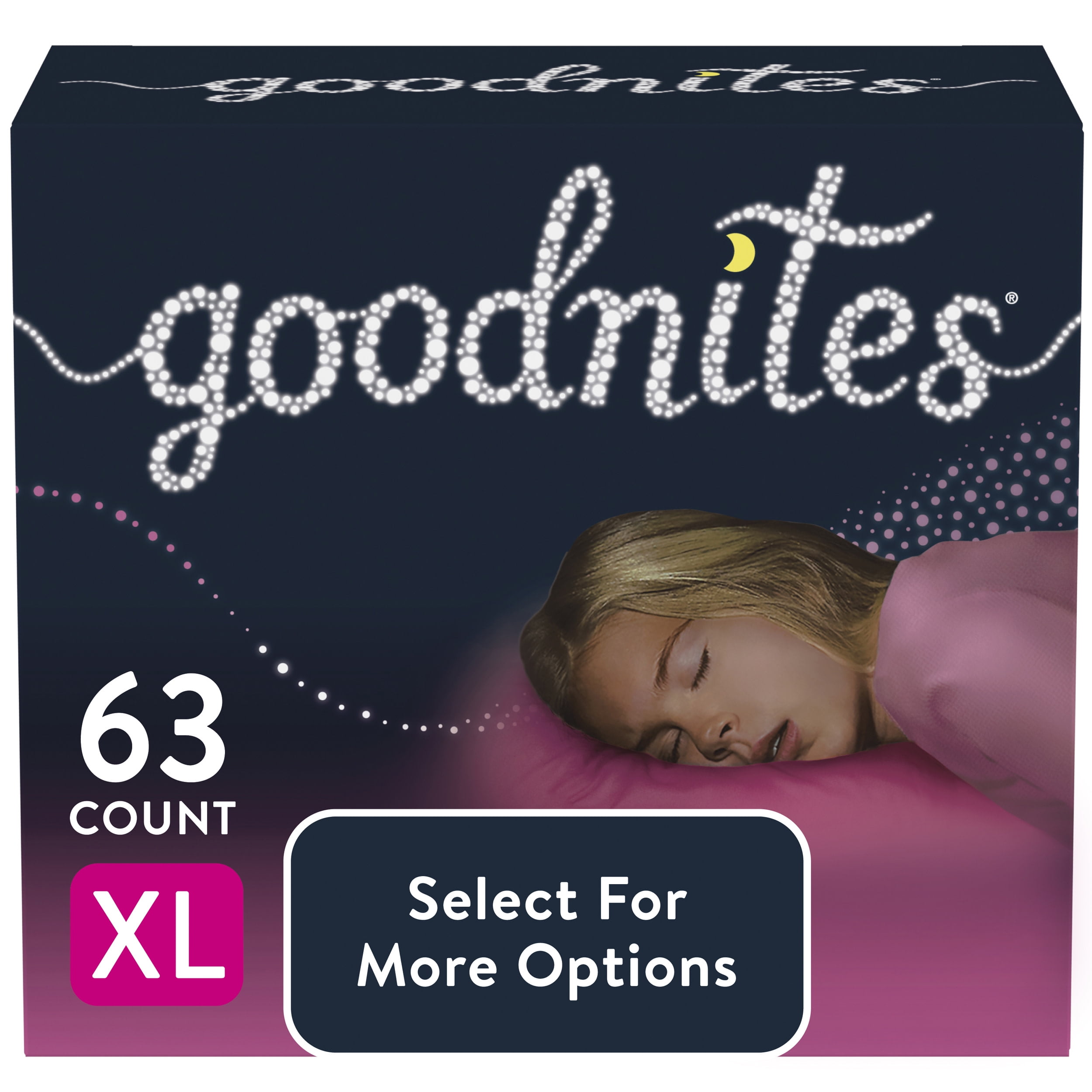 Goodnites Overnight Underwear for Girls, XL, 63 Ct (Select for More