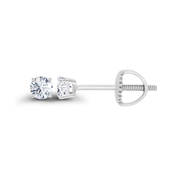 Decadence 925 Sterling Silver 3mm Round Created White Sapphire April Birthstone Screwback Stud Earrings