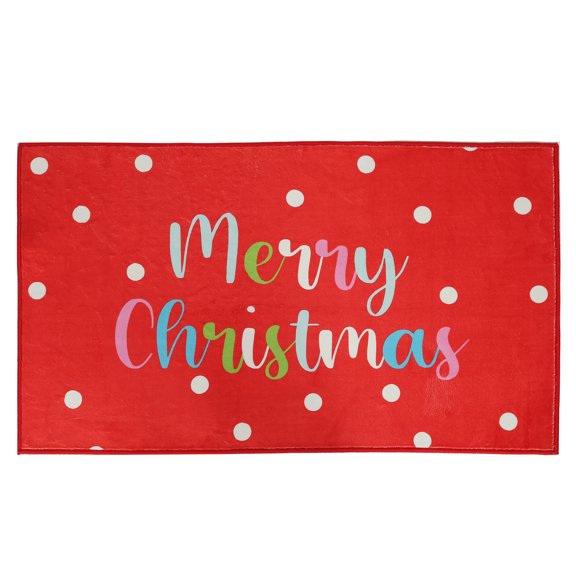 Levtex Home - Holly Jolly - Rug/Carpet - 20" x 34" - Red, Green, Teal, White - 100% Polyester - Woven Fabric Backing