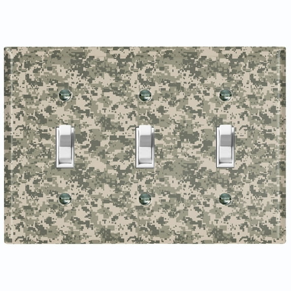 Metal Light Switch Plate Outlet Cover (ACU Camo - Triple Toggle)